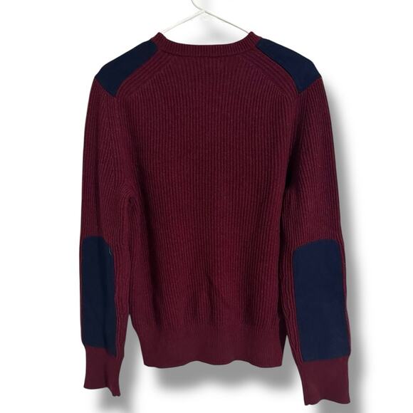 Men’s Banana Republic Maroon Sweater with Dark Blue patch Details Italian wool - Picture 2 of 4
